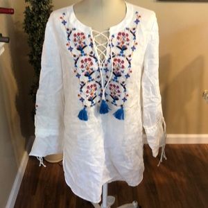 Tory Burch linen embroidered cover up